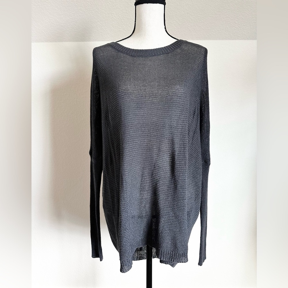 Carly Jean Los Angeles Grey Oversized Dolman Sleeve Sweater Size S/M